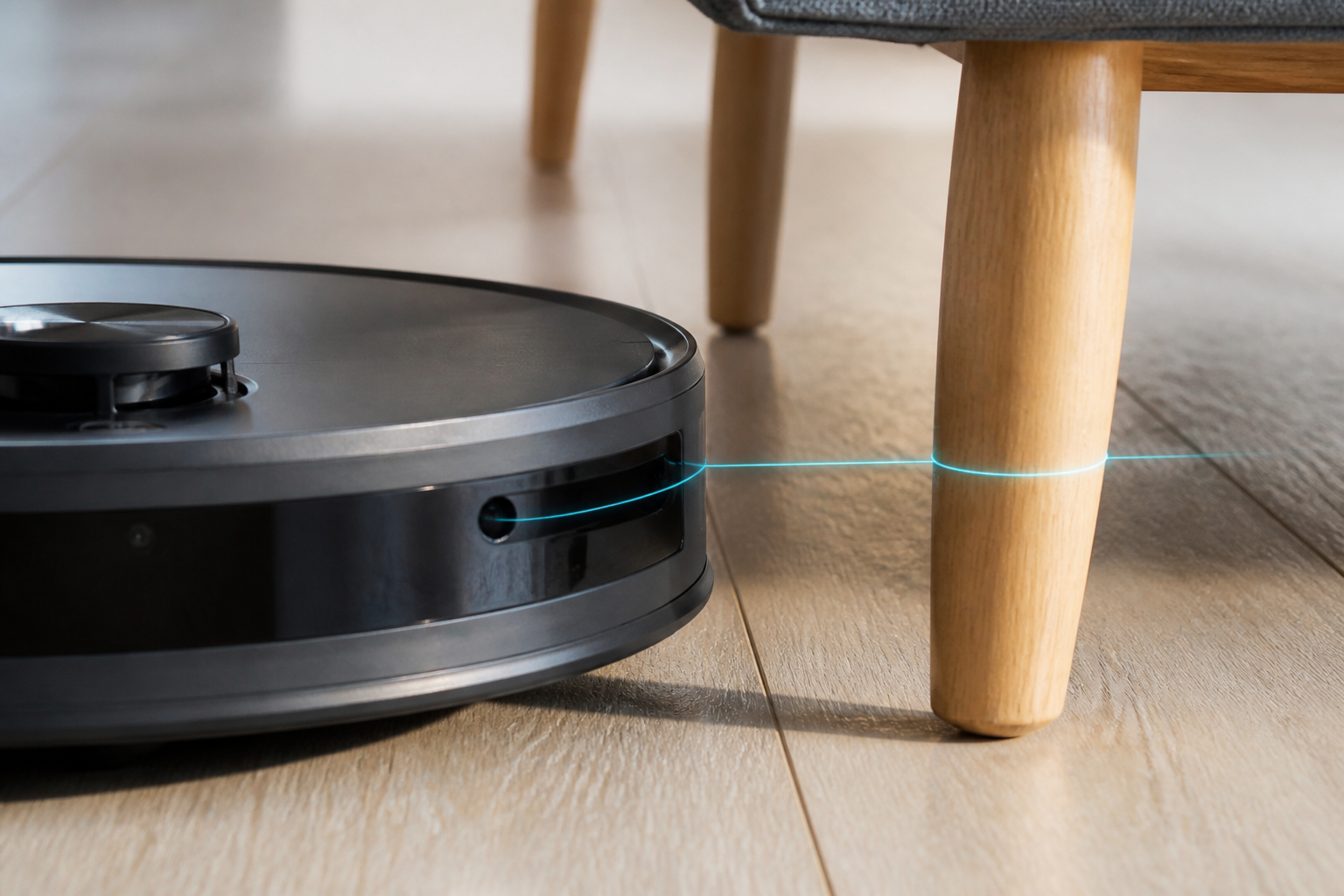 Near-field obstacle detection in front of a robot vacuum