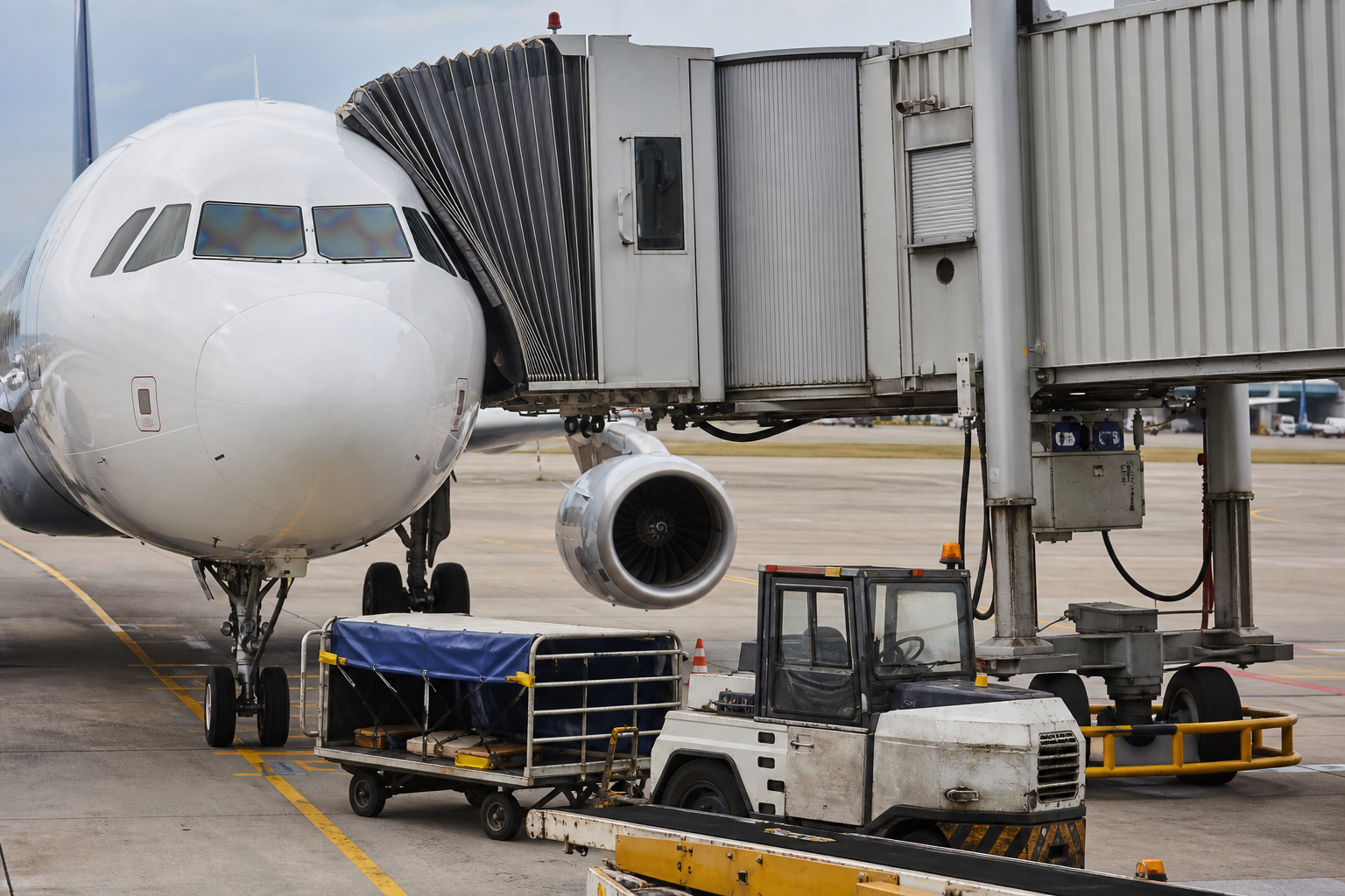 Boarding bridge and apron equipment